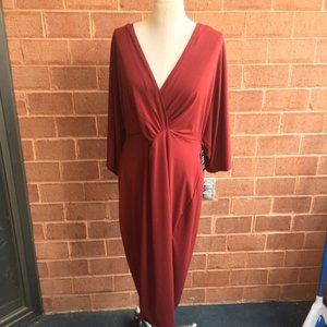 Express Burgundy Kaftan Style Faux Wrap Dress NWT